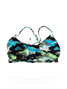 NOBO NWT Bikini Top Neon Camo Strappy Tie Back Recycled Material Swim
